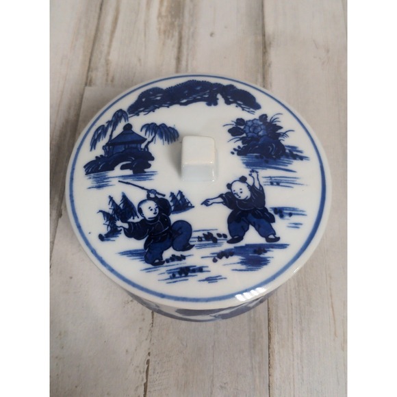 VINTAGE JAPANESE Karako Pattern Lidded Rice Bowl - Picture 5 of 7